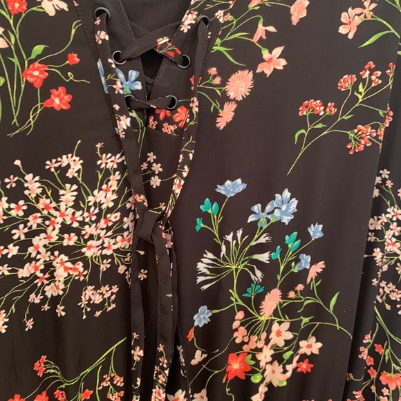 Black floral prairie/peasant/boho/70s Dress Lane Bryant Sz 28 Maxi Length - Picture 8 of 8